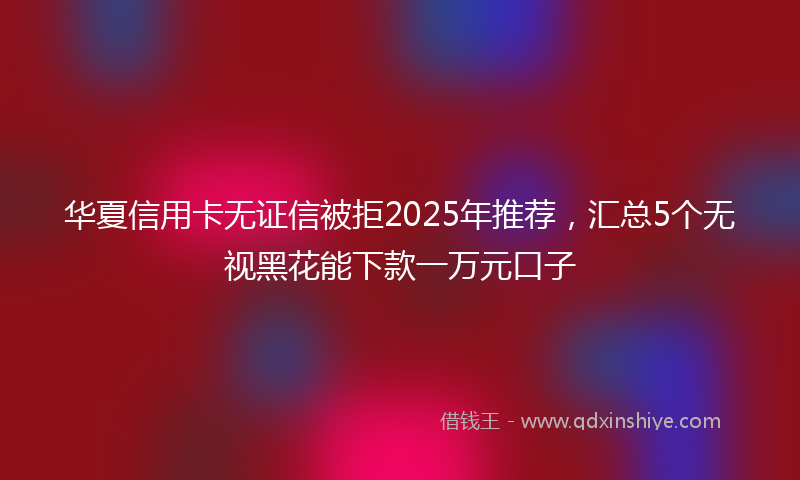 华夏信用卡无证信被拒2025年推荐，汇总5个无视黑花能下款一万元口子