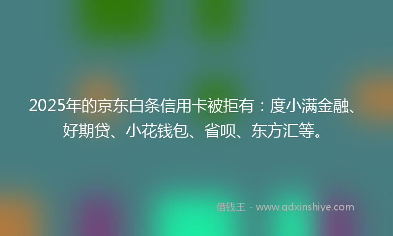 2025年的京东白条信用卡被拒有：度小满金融、好期贷、小花钱包、省呗、东方汇等。