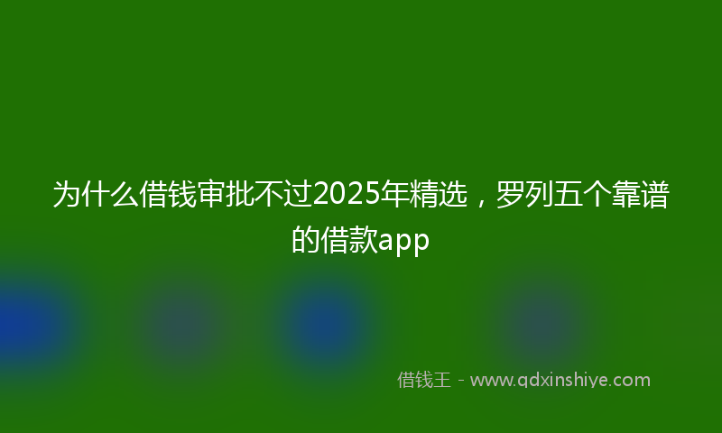 为什么借钱审批不过2025年精选,罗列五个靠谱的借款app