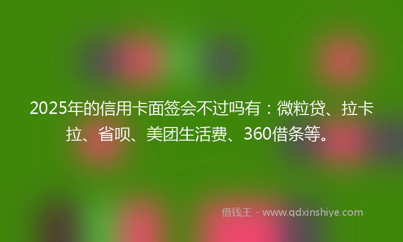2025年的信用卡面签会不过吗有：微粒贷、拉卡拉、省呗、美团生活费、360借条等。