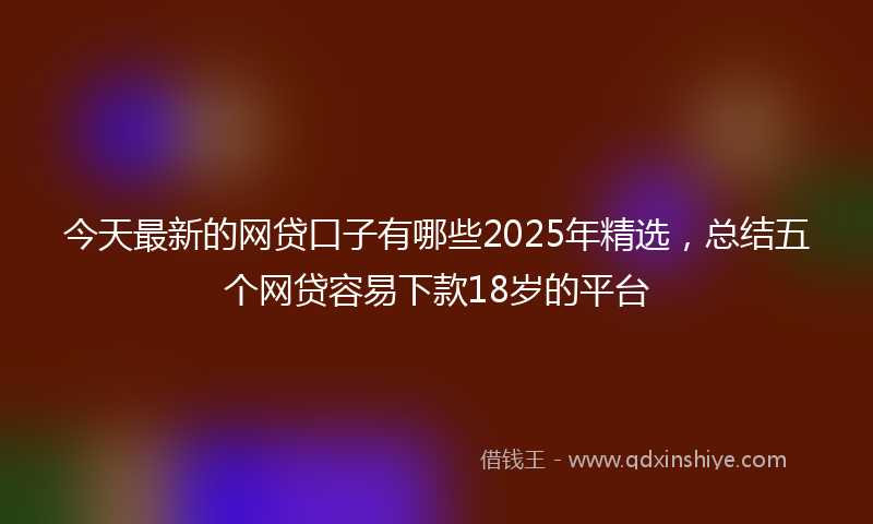 今天最新的网贷口子有哪些2025年精选，总结五个网贷容易下款18岁的平台