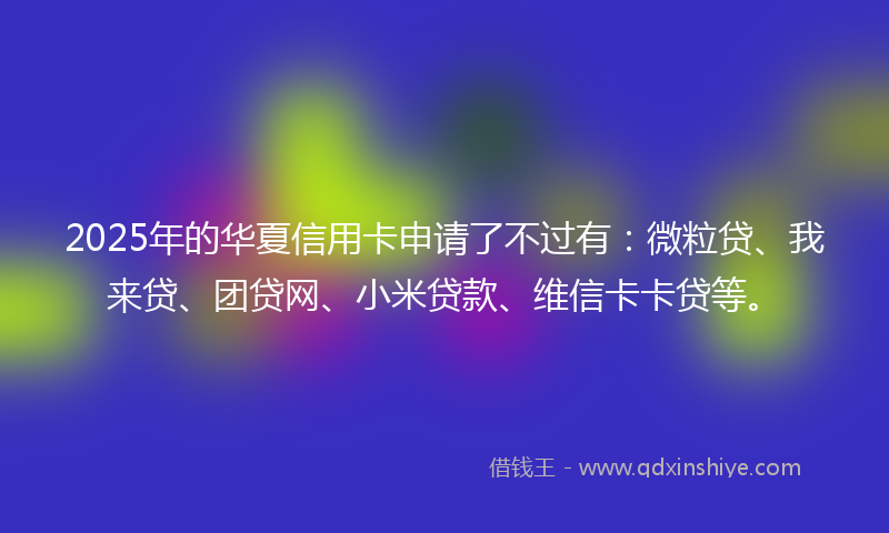 2025年的华夏信用卡申请了不过有：微粒贷、我来贷、团贷网、小米贷款、维信卡卡贷等。