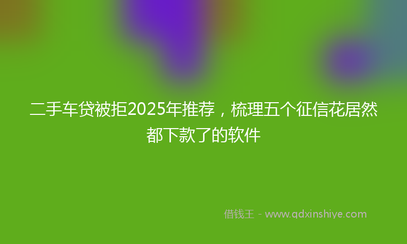 二手车贷被拒2025年推荐,梳理五个征信花居然都下款了的软件