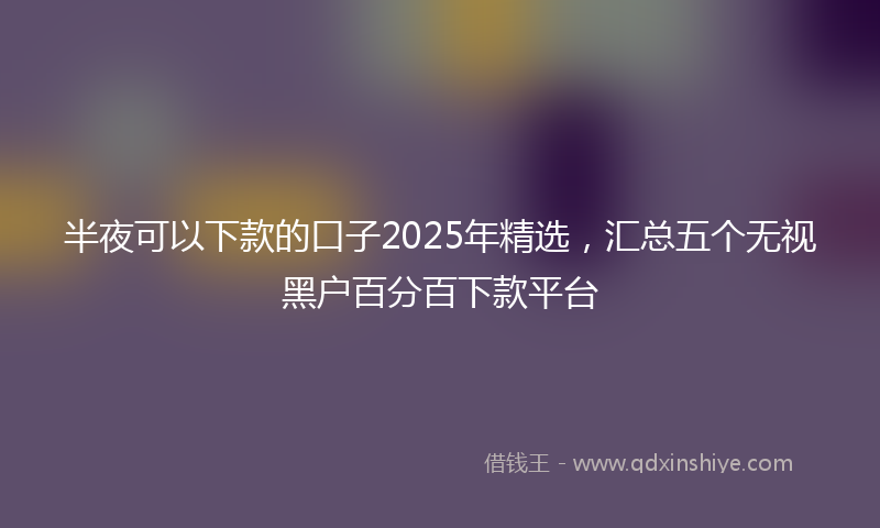 半夜可以下款的口子2025年精选，汇总五个无视黑户百分百下款平台