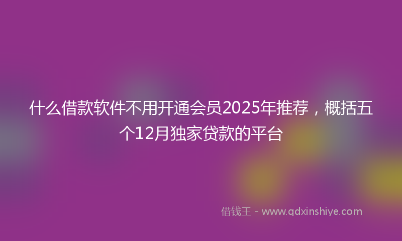 什么借款软件不用开通会员2025年推荐，概括五个12月独家贷款的平台