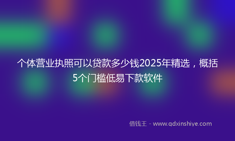 个体营业执照可以贷款多少钱2025年精选，概括5个门槛低易下款软件