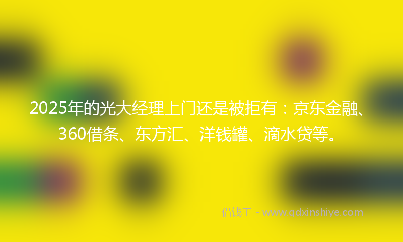 2025年的光大经理上门还是被拒有：京东金融、360借条、东方汇、洋钱罐、滴水贷等。