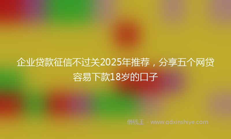 企业贷款征信不过关2025年推荐，分享五个网贷容易下款18岁的口子