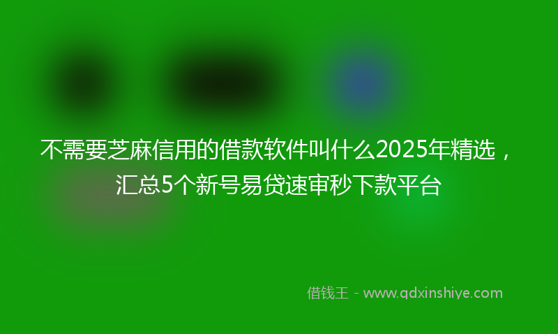 不需要芝麻信用的借款软件叫什么2025年精选，汇总5个新号易贷速审秒下款平台