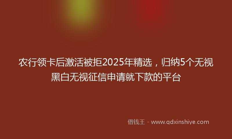 农行领卡后激活被拒2025年精选，归纳5个无视黑白无视征信申请就下款的平台