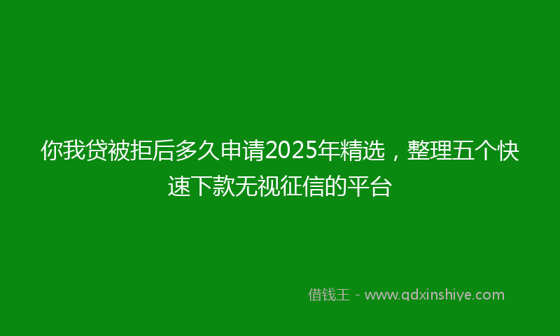 你我贷被拒后多久申请2025年精选，整理五个快速下款无视征信的平台