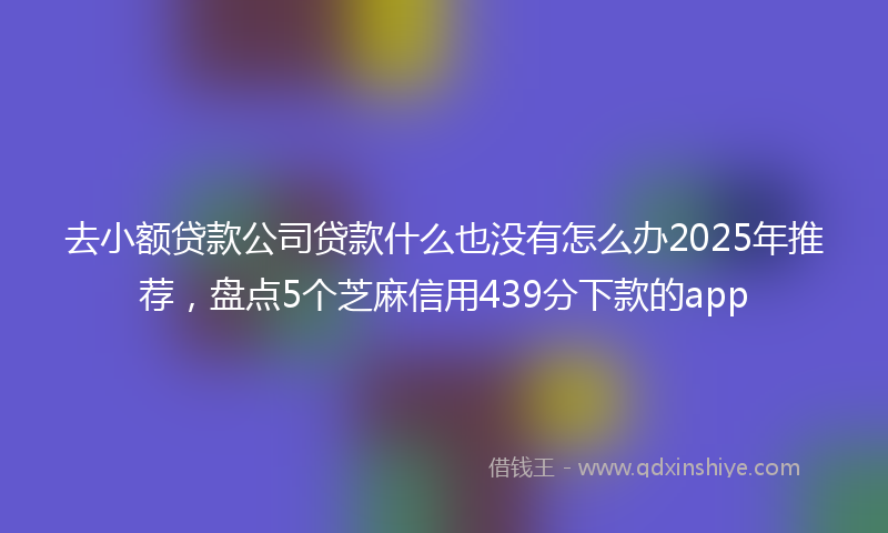 去小额贷款公司贷款什么也没有怎么办2025年推荐，盘点5个芝麻信用439分下款的app