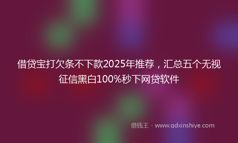 借贷宝打欠条不下款2025年推荐，汇总五个无视征信黑白100%秒下网贷软件