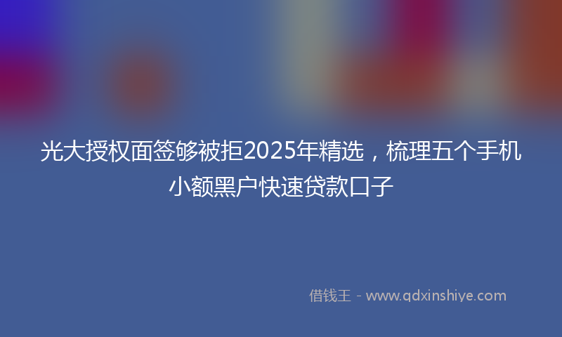 光大授权面签够被拒2025年精选，梳理五个手机小额黑户快速贷款口子