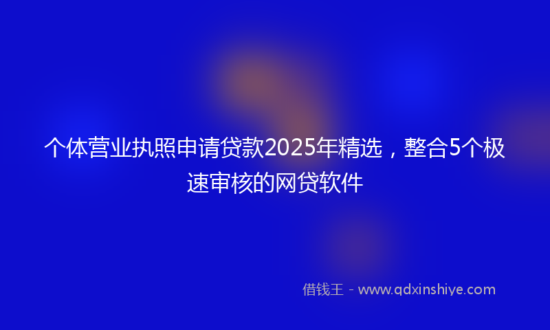 个体营业执照申请贷款2025年精选，整合5个极速审核的网贷软件