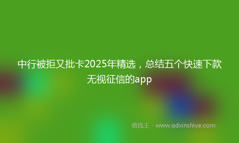 中行被拒又批卡2025年精选，总结五个快速下款无视征信的app