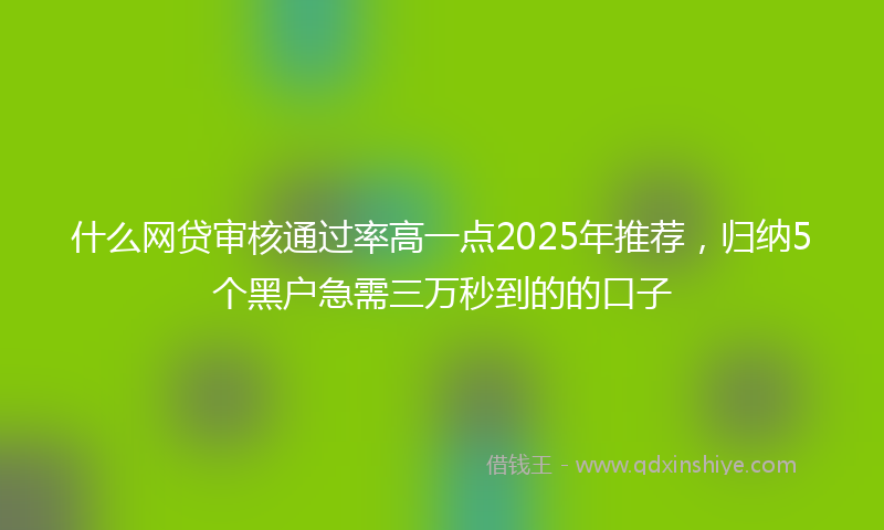 什么网贷审核通过率高一点2025年推荐，归纳5个黑户急需三万秒到的的口子