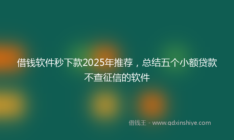 借钱软件秒下款2025年推荐，总结五个小额贷款不查征信的软件
