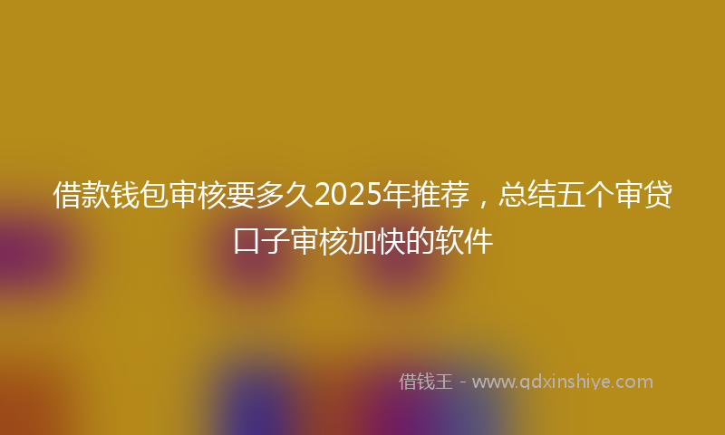 借款钱包审核要多久2025年推荐，总结五个审贷口子审核加快的软件