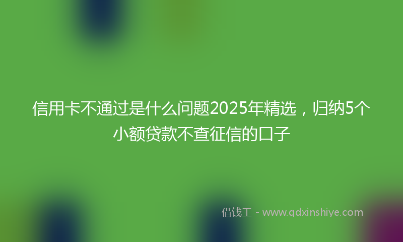 信用卡不通过是什么问题2025年精选，归纳5个小额贷款不查征信的口子