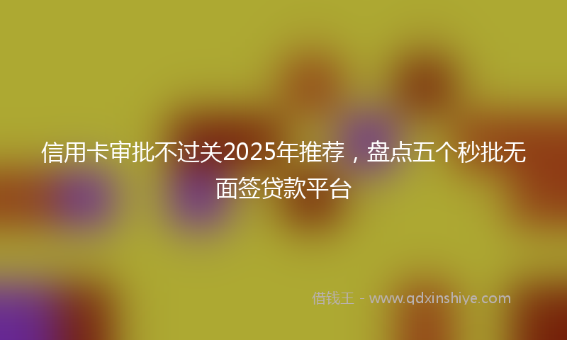 信用卡审批不过关2025年推荐，盘点五个秒批无面签贷款平台
