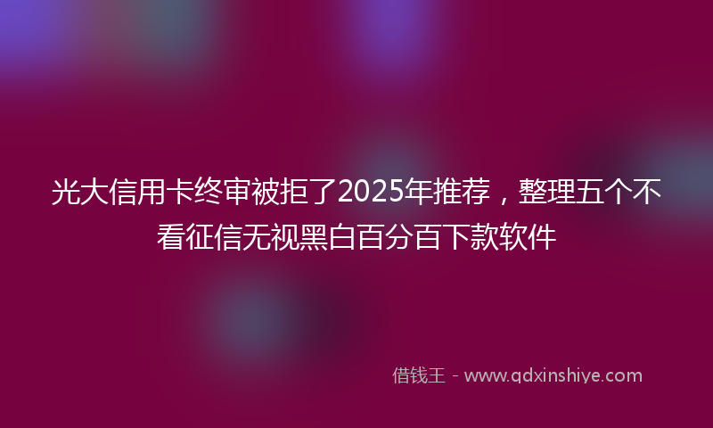 光大信用卡终审被拒了2025年推荐，整理五个不看征信无视黑白百分百下款软件