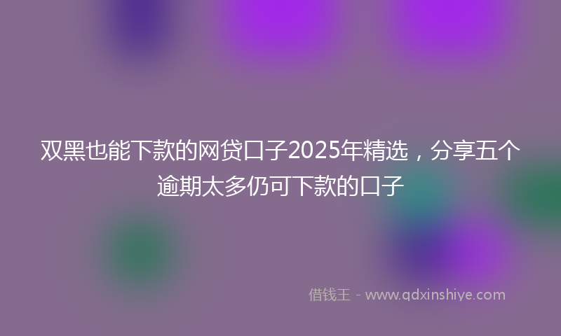 双黑也能下款的网贷口子2025年精选，分享五个逾期太多仍可下款的口子