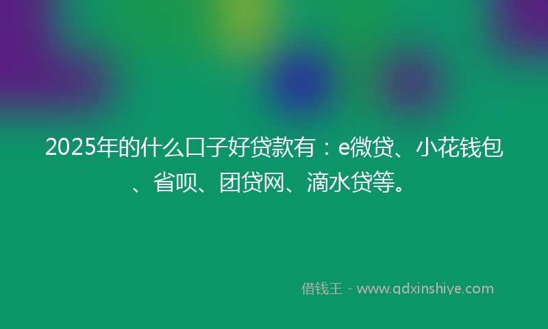 2025年的什么口子好贷款有：e微贷、小花钱包、省呗、团贷网、滴水贷等。
