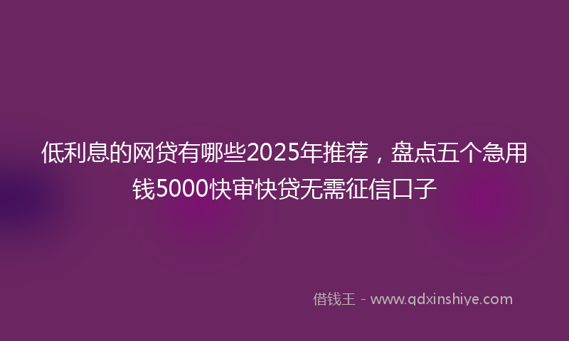 低利息的网贷有哪些2025年推荐，盘点五个急用钱5000快审快贷无需征信口子