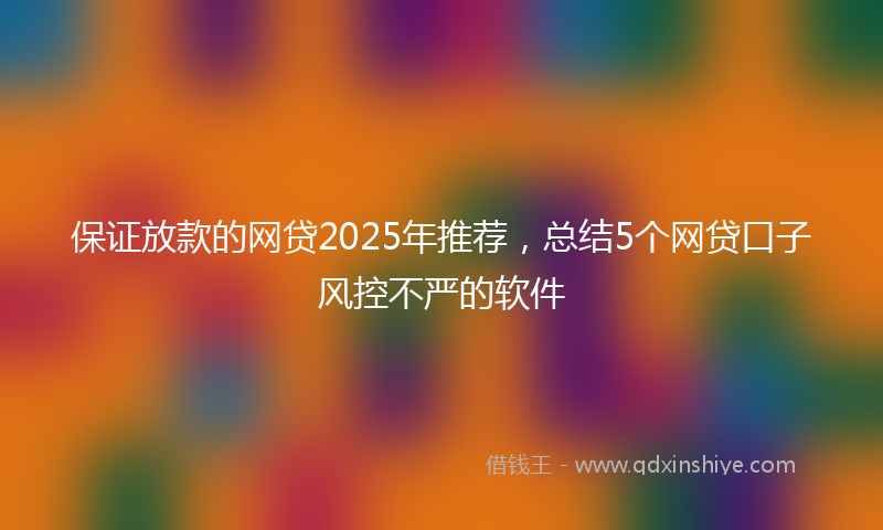保证放款的网贷2025年推荐，总结5个网贷口子风控不严的软件