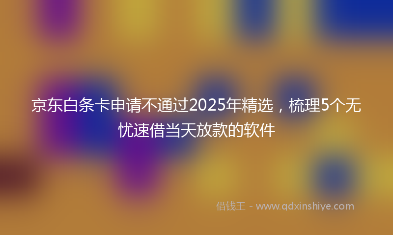 京东白条卡申请不通过2025年精选，梳理5个无忧速借当天放款的软件
