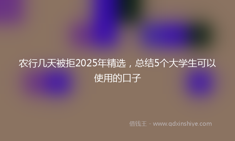 农行几天被拒2025年精选，总结5个大学生可以使用的口子
