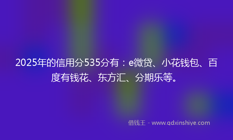 2025年的信用分535分有：e微贷、小花钱包、百度有钱花、东方汇、分期乐等。