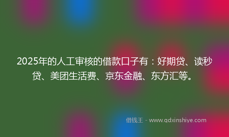 2025年的人工审核的借款口子有：好期贷、读秒贷、美团生活费、京东金融、东方汇等。