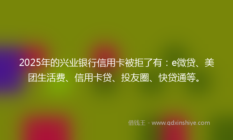 2025年的兴业银行信用卡被拒了有：e微贷、美团生活费、信用卡贷、投友圈、快贷通等。