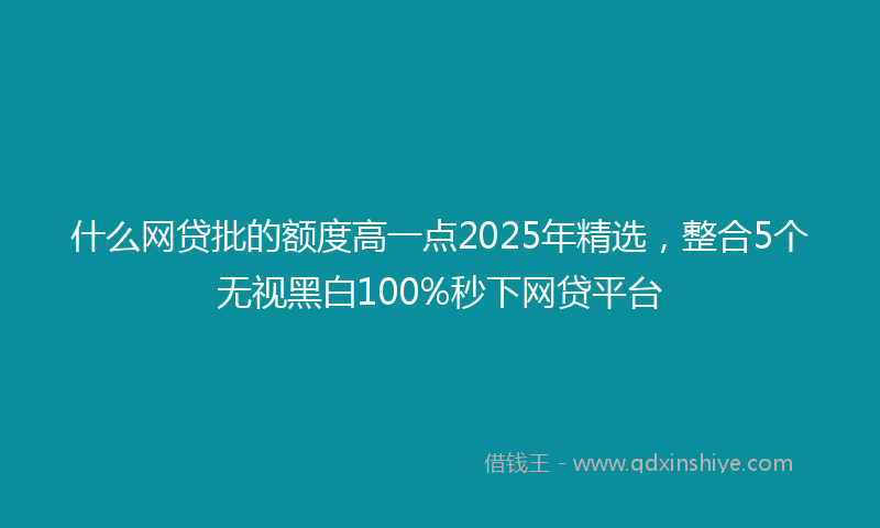 什么网贷批的额度高一点2025年精选，整合5个无视黑白100%秒下网贷平台