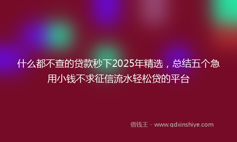 什么都不查的贷款秒下2025年精选，总结五个急用小钱不求征信流水轻松贷的平台