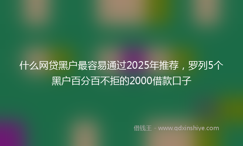 什么网贷黑户最容易通过2025年推荐，罗列5个黑户百分百不拒的2000借款口子