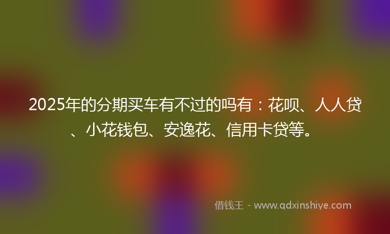 2025年的分期买车有不过的吗有：花呗、人人贷、小花钱包、安逸花、信用卡贷等。