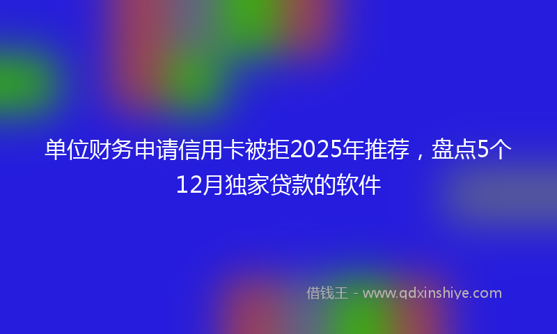 单位财务申请信用卡被拒2025年推荐，盘点5个12月独家贷款的软件