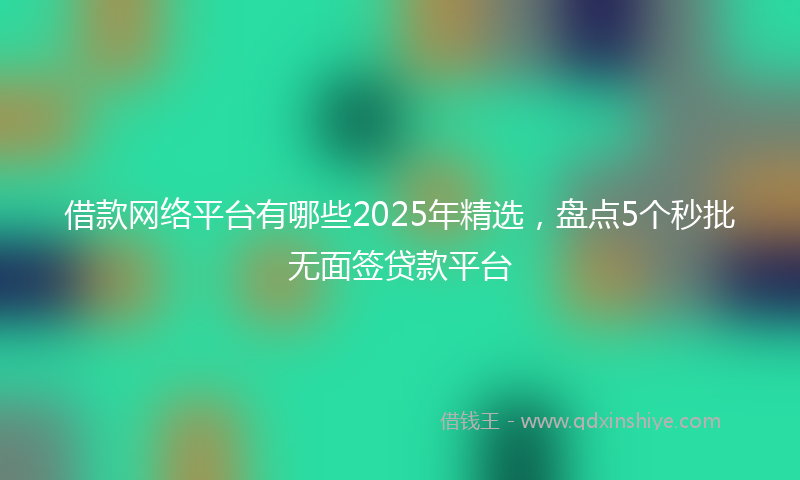 借款网络平台有哪些2025年精选，盘点5个秒批无面签贷款平台