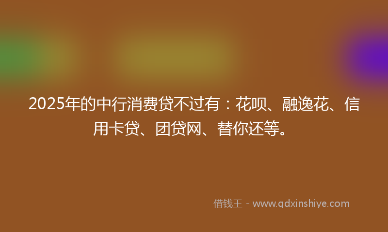 2025年的中行消费贷不过有：花呗、融逸花、信用卡贷、团贷网、替你还等。