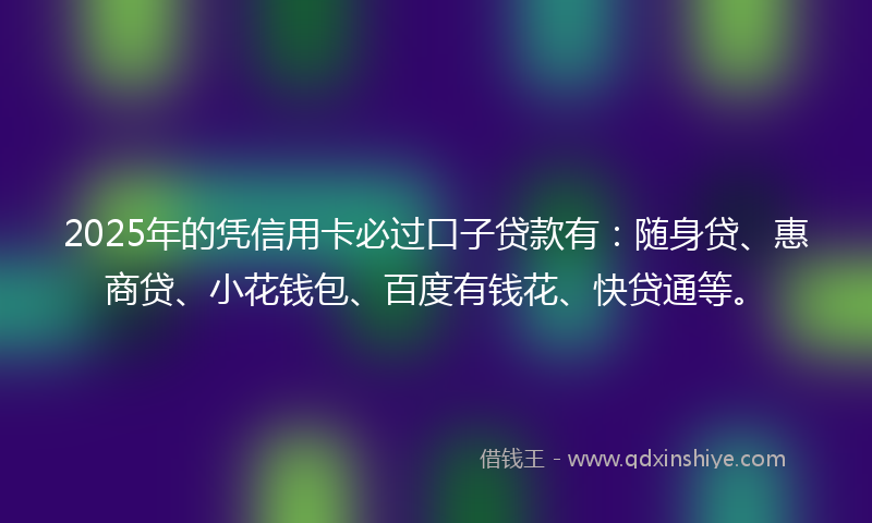2025年的凭信用卡必过口子贷款有：随身贷、惠商贷、小花钱包、百度有钱花、快贷通等。