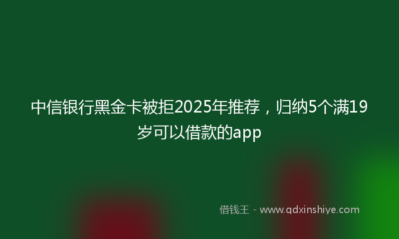 中信银行黑金卡被拒2025年推荐，归纳5个满19岁可以借款的app