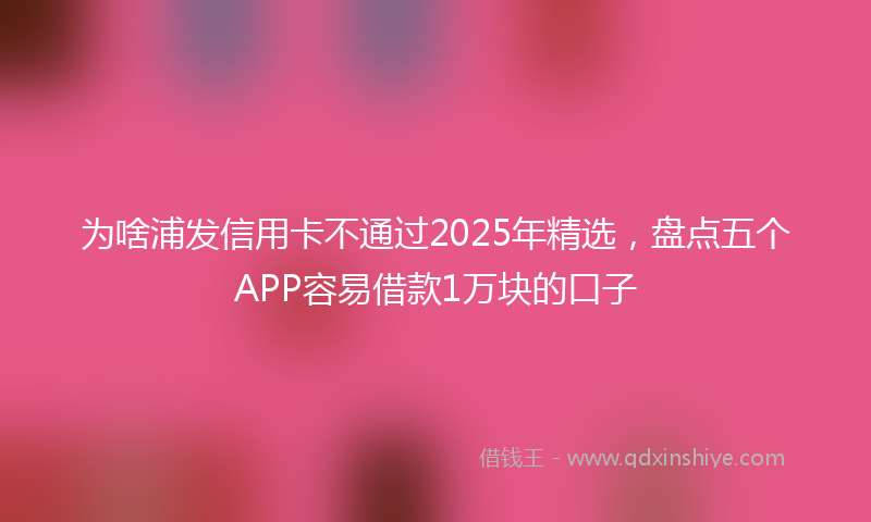 为啥浦发信用卡不通过2025年精选，盘点五个APP容易借款1万块的口子