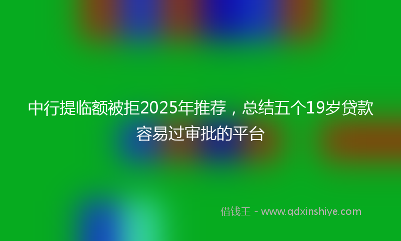中行提临额被拒2025年推荐，总结五个19岁贷款容易过审批的平台