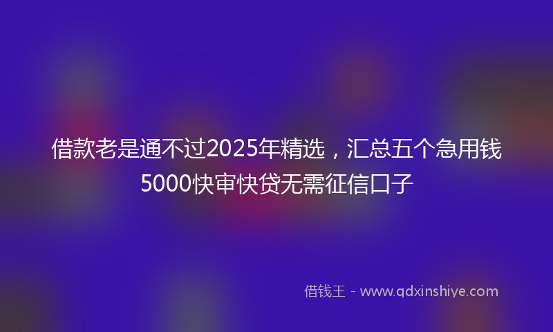借款老是通不过2025年精选，汇总五个急用钱5000快审快贷无需征信口子
