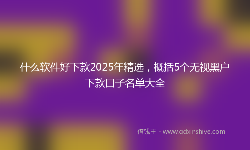 什么软件好下款2025年精选，概括5个无视黑户下款口子名单大全