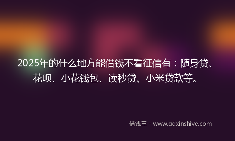 2025年的什么地方能借钱不看征信有：随身贷、花呗、小花钱包、读秒贷、小米贷款等。
