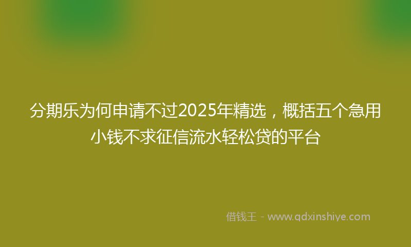 分期乐为何申请不过2025年精选，概括五个急用小钱不求征信流水轻松贷的平台